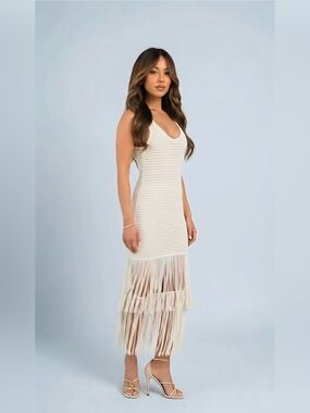 ZARA TEXTURED FRINGED DRESS